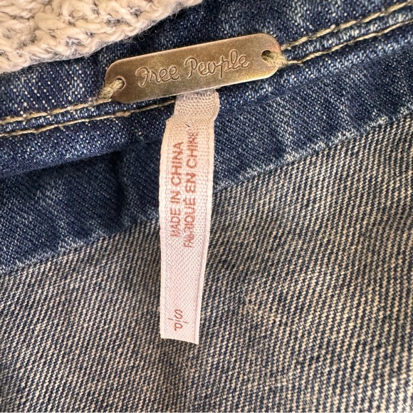 Free People Denim/Knit Hoodie Jacket Distressed Size Small - Picture 11 of 16